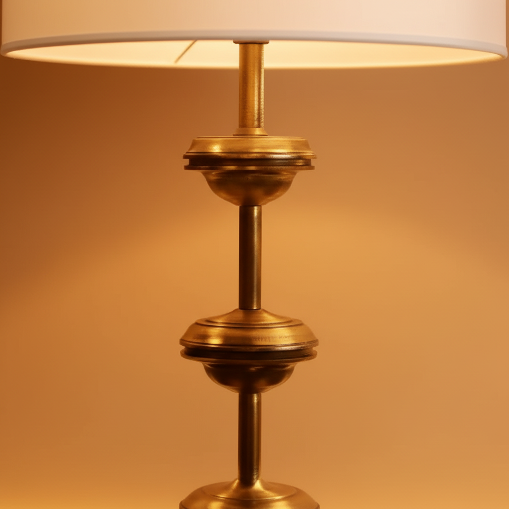 Antique Gold Leaf 32-Inch Table Lamps with White Drum Shade, Set of 2