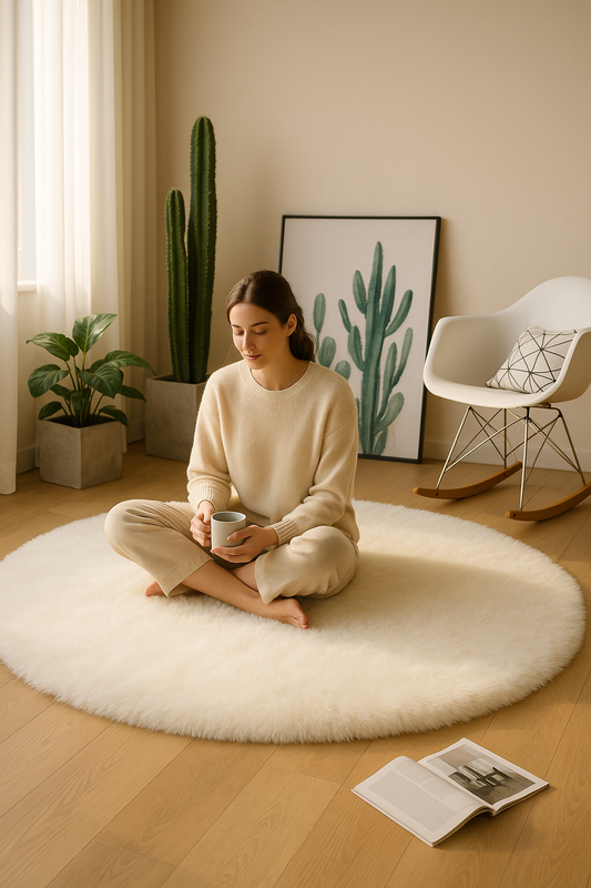 Super Soft Plush Round Rug Mat Fluffy White Carpets For Living Room Home Decor Bedroom Kid Room Decoration Salon Thick Pile Rug