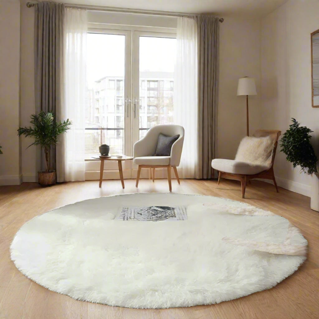 Super Soft Plush Round Rug Mat Fluffy White Carpets For Living Room Home Decor Bedroom Kid Room Decoration Salon Thick Pile Rug