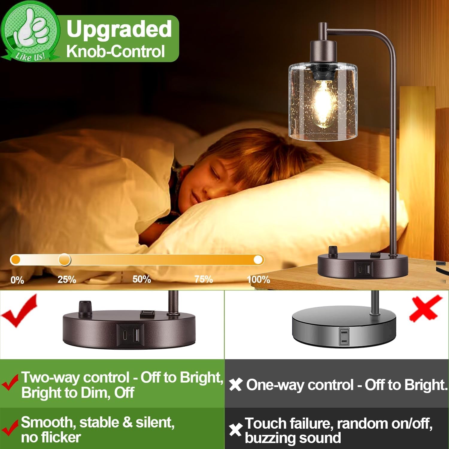 Oil Rubbed Bronze Table Lamps Set Of Two With USB Ports-2