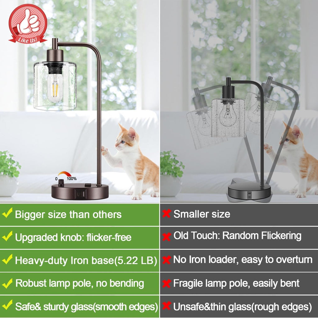 Oil Rubbed Bronze Table Lamps Set Of Two With USB Ports-1