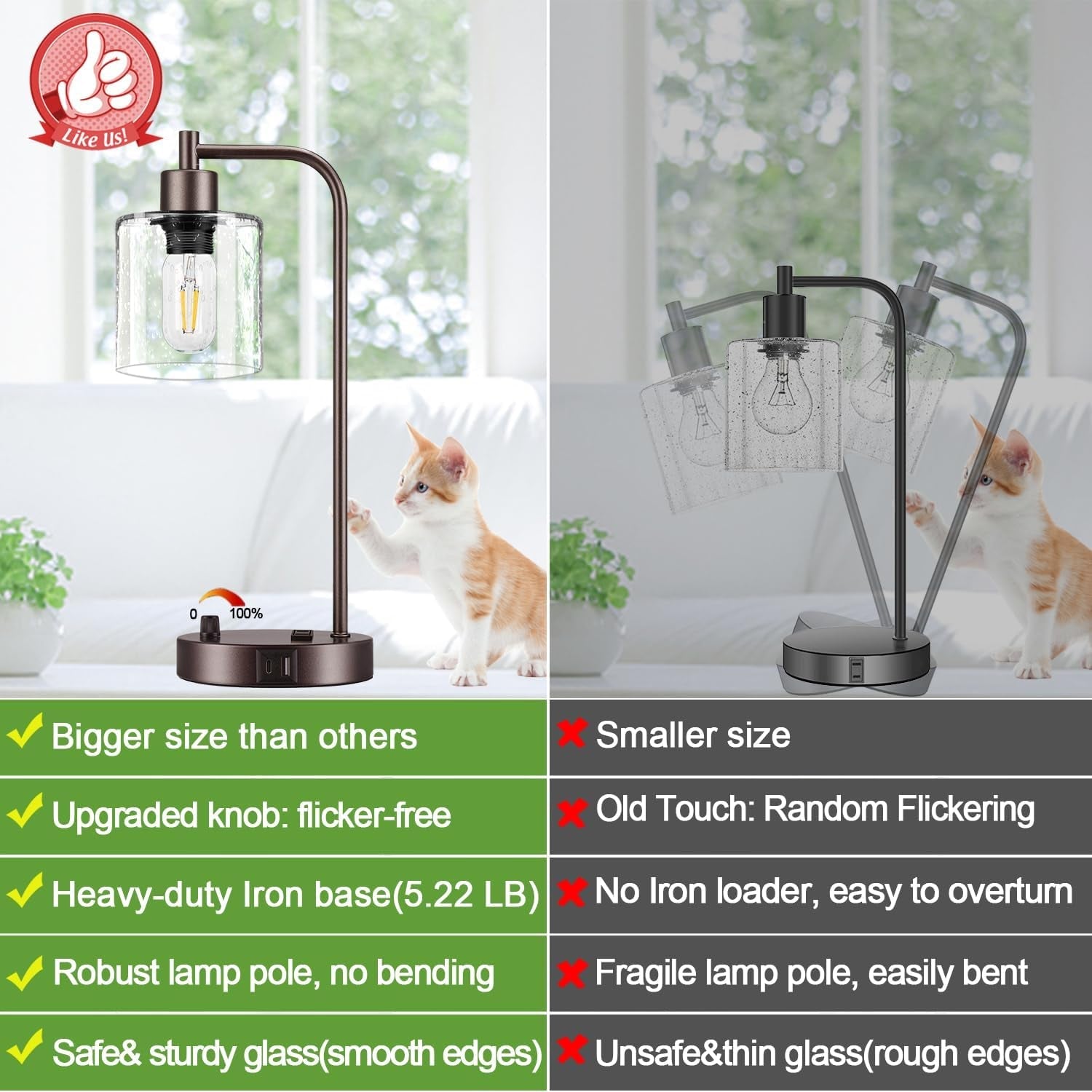 Oil Rubbed Bronze Table Lamps Set Of Two With USB Ports-1