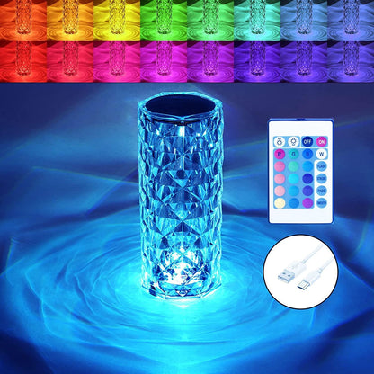 Crystal Table Lamp 16 Color Changing RGB Rose Diamond (Multi-Color)